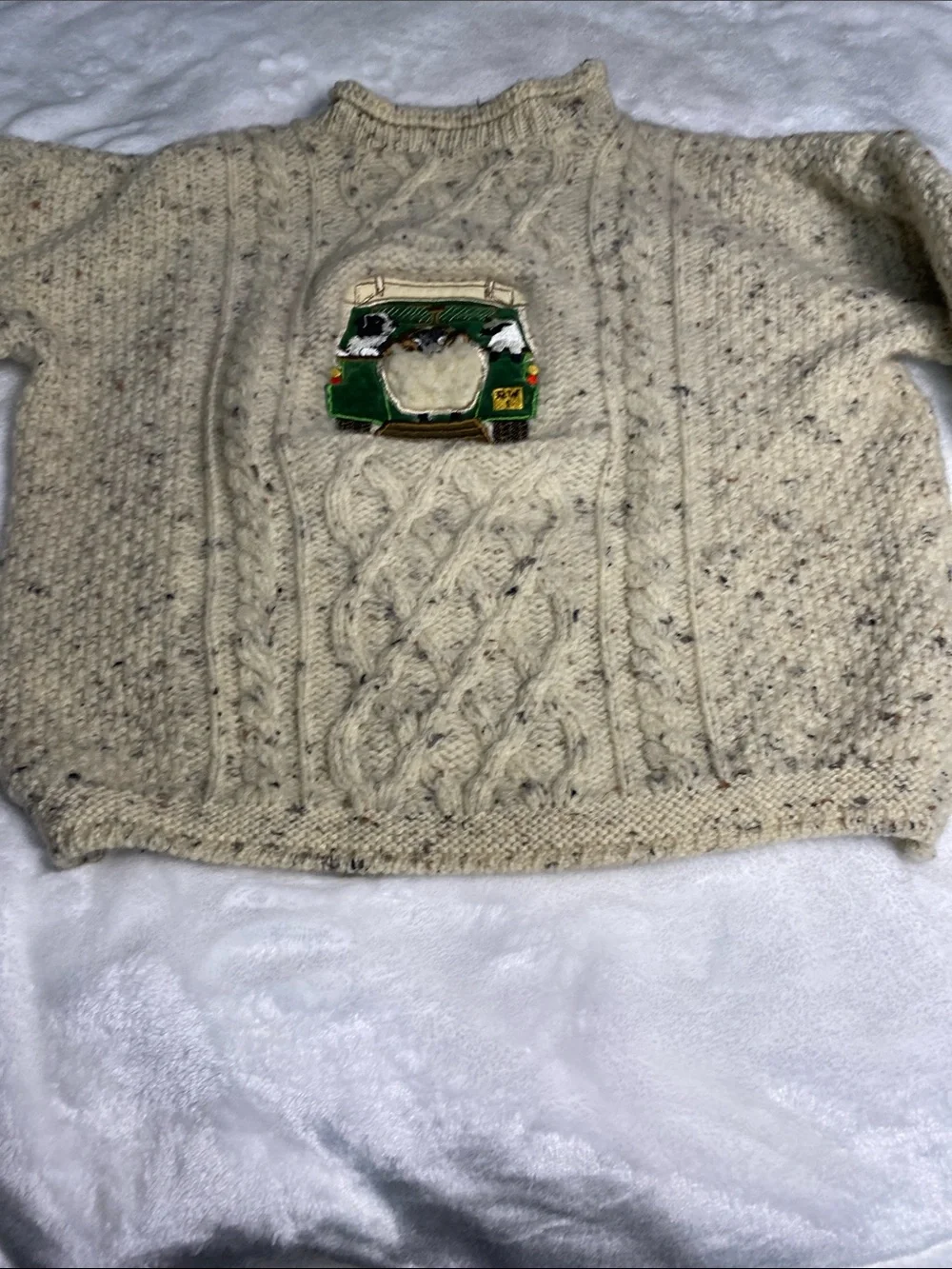 Vintage Bracken Country  Cream  Wool Cable Knit Sweater